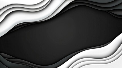 Poster - Abstract geometric design featuring flowing white wave shapes against a contrasting black background creating a modern and elegant aesthetic