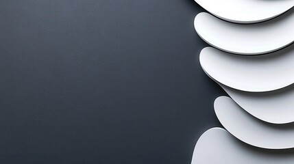 Poster - a minimalist architectural composition of smooth overlapping white waves creating a dynamic three di