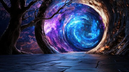 Poster - A captivating swirling vortex of vibrant otherworldly colors and ethereal dimensional energy evoking a sense of fantasy and wonder