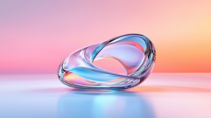Poster - A captivating abstract 3D render showcasing a dynamic iridescent and ethereal sculptural form that embodies a futuristic and innovative aesthetic