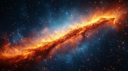 Poster - Fiery nebula with bright stars in the cosmos, cosmic phenomenon and galaxy concept