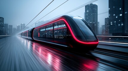 Poster - A futuristic cityscape with levitating buildings, bioluminescent highways, and AI-driven transport, glowing in neon hues, cyberpunk atmosphere, ultra-modern architecture, sci-fi aesthetic