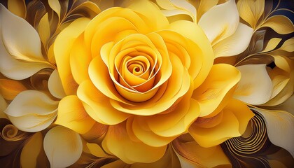 Wall Mural - abstract floral background of yellow rose flower- 12346
