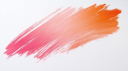Poster - Bold brushstroke blending pink and orange against a white minimalist background