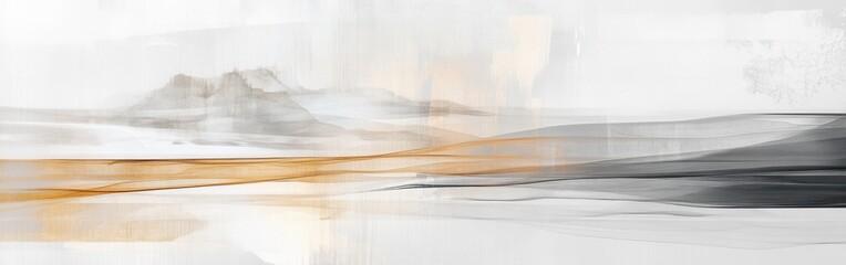 Poster - Translucent strokes in muted amber create a harmonious landscape that evokes calm and simplicity
