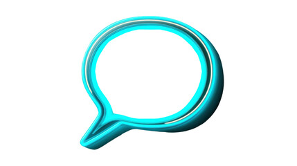 Poster - Neon blue speech bubble glowing on transparent background