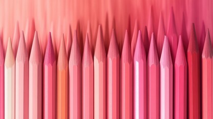 Poster - Gradient pencil strokes create a vibrant pastel background with colored tips arranged in a neat row