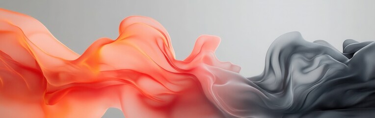 Aufkleber - Coral and gray fabric blending harmoniously to create a striking visual depth in a minimalist setting