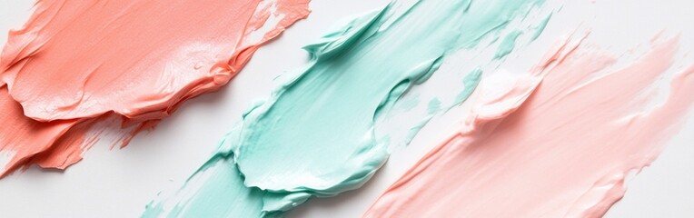 Aufkleber - Charming coral and mint brush strokes create an elegant, chaotic composition for artistic inspiration and design