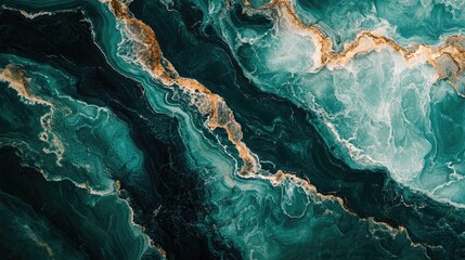 Poster - Swirling shades of green and gold create a stunning abstract design with rich textures and captivating patterns that draw the eye