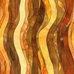 Aufkleber - Vibrant watercolor doodle featuring abstract wave patterns in warm earth tones and rich textures
