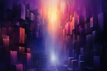 Poster - Geometric harmony  an abstract painting blending robotic elements with minimalist aesthetics