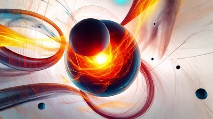 Poster - Cosmic Energy: A mesmerizing display of vibrant energy swirls around celestial bodies, capturing the essence of the universe's dynamic forces.
