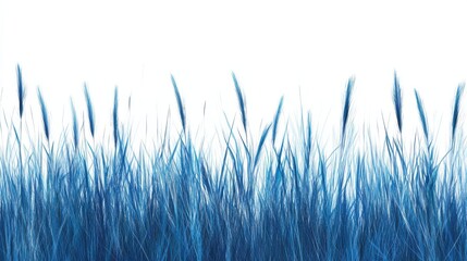 Poster - Vibrant blue grass forms a seamless row against a bright background in a serene setting