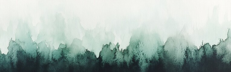 Aufkleber - Moody watercolor gradient transitions from soft green to dark blue, capturing the essence of nature's serene palette in a tranquil composition