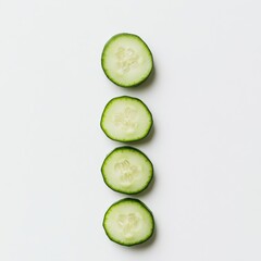 Aufkleber - Freshly sliced green cucumber coins arranged on a clean surface for healthy meal preparation or snacking