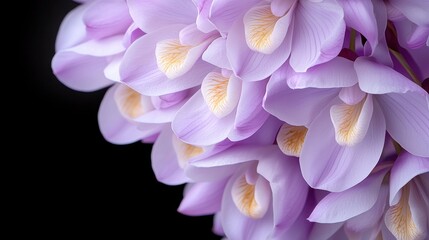 Poster - A close up of a bunch of purple flowers with yellow centers