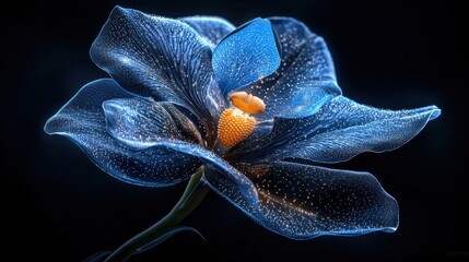 Poster - A blue flower with yellow petals