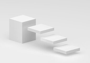 Wall Mural - white square product display podium in studio room, for display presentation