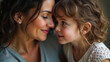 © Alena - A tender moment between a mother and daughter cheek to cheek, sharing a joyful expression