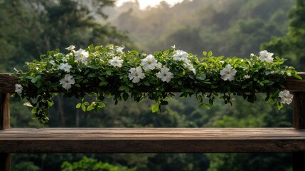 Poster - A bench with a flower arrangement on it