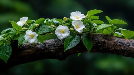 Poster - A branch with white flowers on it