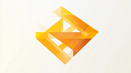 Poster - Abstract Geometric Composition in Warm Orange and Yellow Hues on White