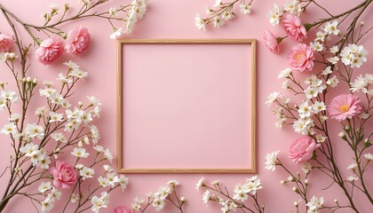 Aufkleber - Frame with pink flowers