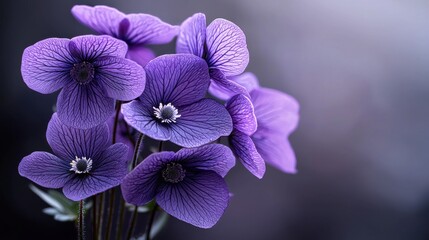 Poster - A bouquet of purple flowers with a dark background