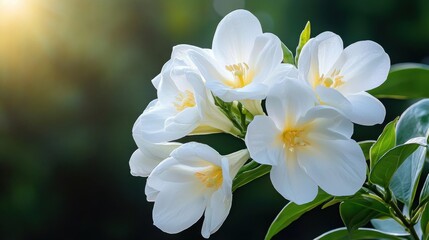 Poster - A bunch of white flowers with yellow centers