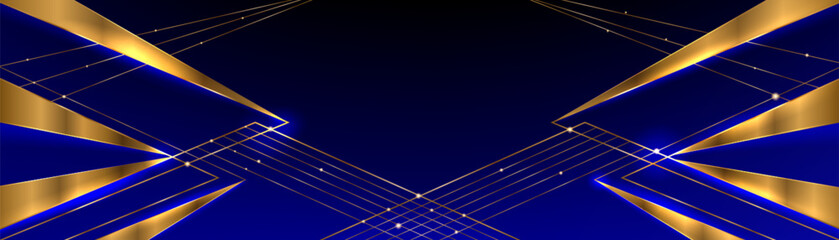 Poster - elegant blue background with abstract golden lines. vector realistic illustration of award ceremony 