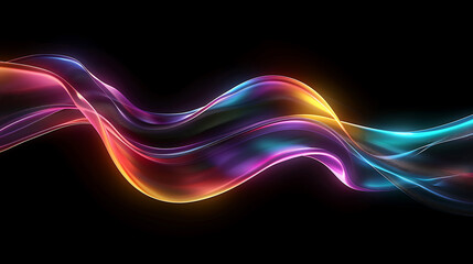 Poster - Futuristic Iridescent Abstract Design with Metallic Reflections and Neon Light