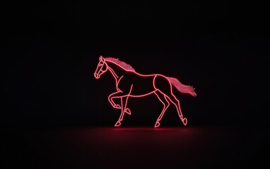 Poster - Red Light Horse Silhouette Running in Dark Background