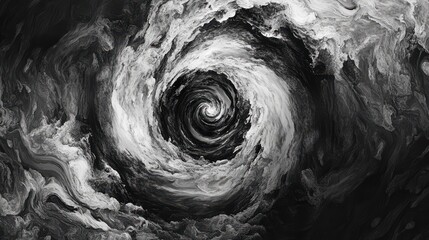 Poster - Hypnotic black and white swirling vortex background, abstract spiral pattern
