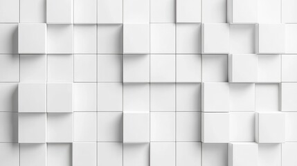 Poster - White grid pattern, minimalist background, clean geometric design, square tiles, monochromatic texture, seamless repeating pattern, graph paper aesthetic illustration