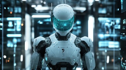 Poster - Futuristic Humanoid Robot Displaying Artificial General Intelligence Concepts