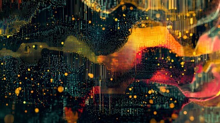 Poster - Vibrant abstract art: This visually striking image showcases a dynamic display of fluid shapes and textures, with an emphasis on color and movement.  A celebration of digital artistry.