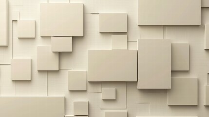 Poster - Abstract Geometric Composition: A dynamic composition of meticulously arranged, various sized rectangular and square forms, presenting an intriguing interplay of light, shadow.