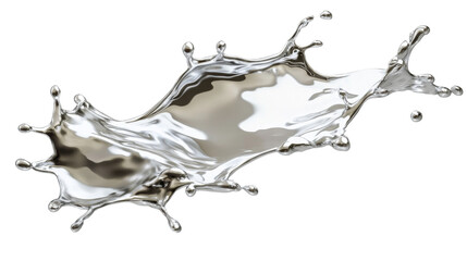 Poster - silver liquid splashing with transparent background