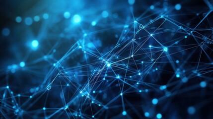 Poster - a blue background with lines and networks