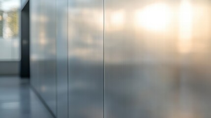Poster - minimalist metal panel: a captivating perspective on a modern architectural interior featuring sleek