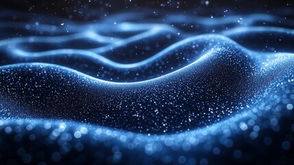 Aufkleber - Glowing blue waves with sparkling lights, futuristic abstract design. Digital art concept