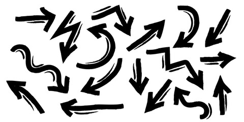 Poster - hand drawn Arrows icons Set. arrow icon with various directions. Doodle design element. isolated on a white background