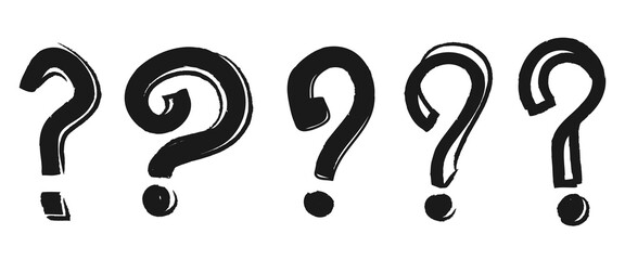Poster - Set of hand drawn question marks. doodle questions marks. isolated on black and white. vector illustration