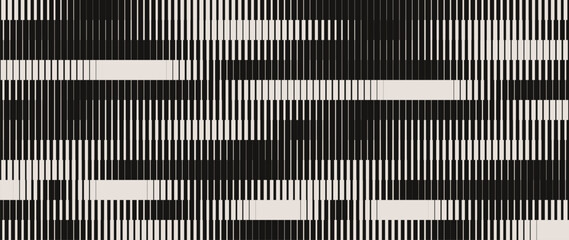 Leinwandbilder - Line Halftone Gradient Effect Pattern. Vertical Straight Lines Background. Black and White Abstract Texture with Parallel Stripes Thick to Thin. Vector Illustration.