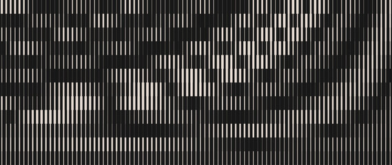 Leinwandbilder - Line Halftone Gradient Effect Pattern. Vertical Straight Lines Background. Black and White Abstract Texture with Parallel Stripes Thick to Thin. Vector Illustration.