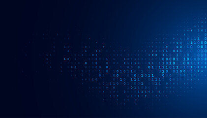 Aufkleber - Big Data and Binary Code Technology Background. Abstract Blue Matrix of Digital Data, AI, Cybersecurity, and Blockchain Concepts. Futuristic Tech Code Flow Vector Illustration.