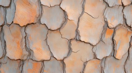 Poster - A close-up image of a textured surface featuring irregular, cracked patterns in earthy tones, resembling weathered wood or stone, Tree Bark Texture natural  close-up