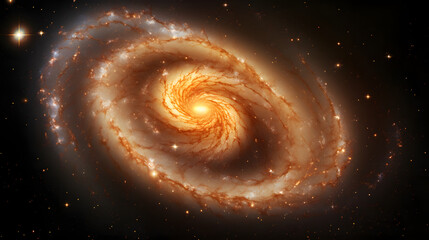 Poster - Detailed simulation of interactions between a spiral galaxy and surrounding cosmic bodies highlighting the dynamic nature of space.