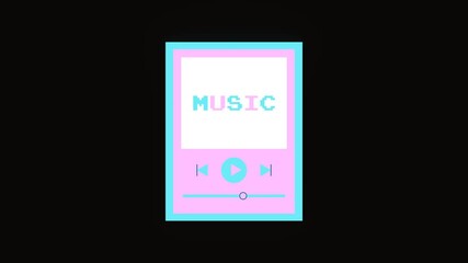 Poster - Animated music player icon with the effect of digital pixel scanning. Alpha channel